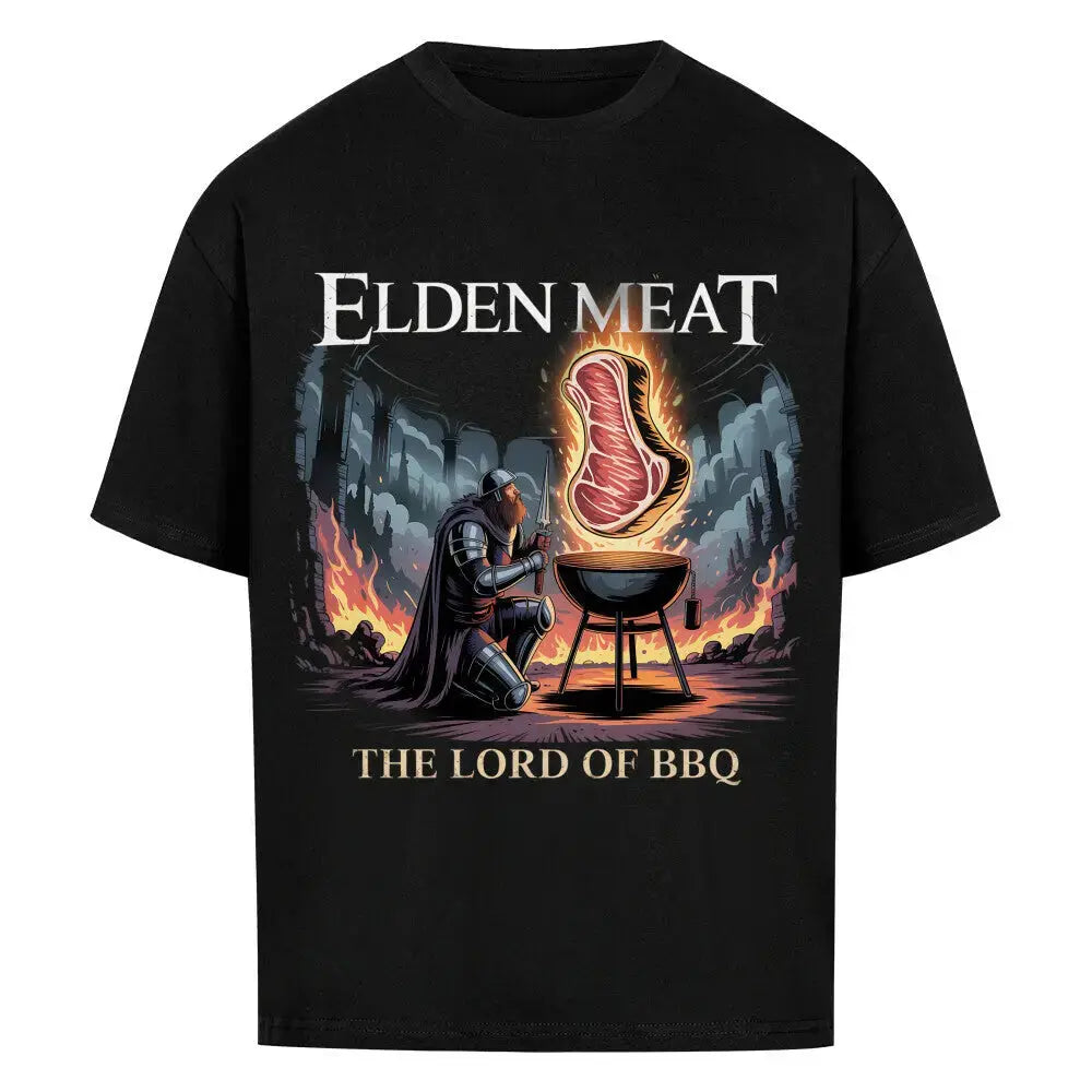 Elden Meat Oversized Shirt – The Lord of BBQ | Heavy Cotton Gaming Edition – Motivdruck in Schwarz