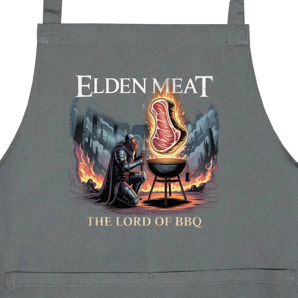 Elden Meat Grillschürze – The Lord of BBQ | Epische Gamer Grillschürze – Motivdruck in Anthrazit, Nahaufnahme
