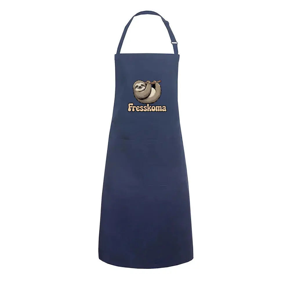 Fresskoma Grillschürze – Lustiges Faultier Design | Heavy Cotton BBQ – Motivdruck in Navy
