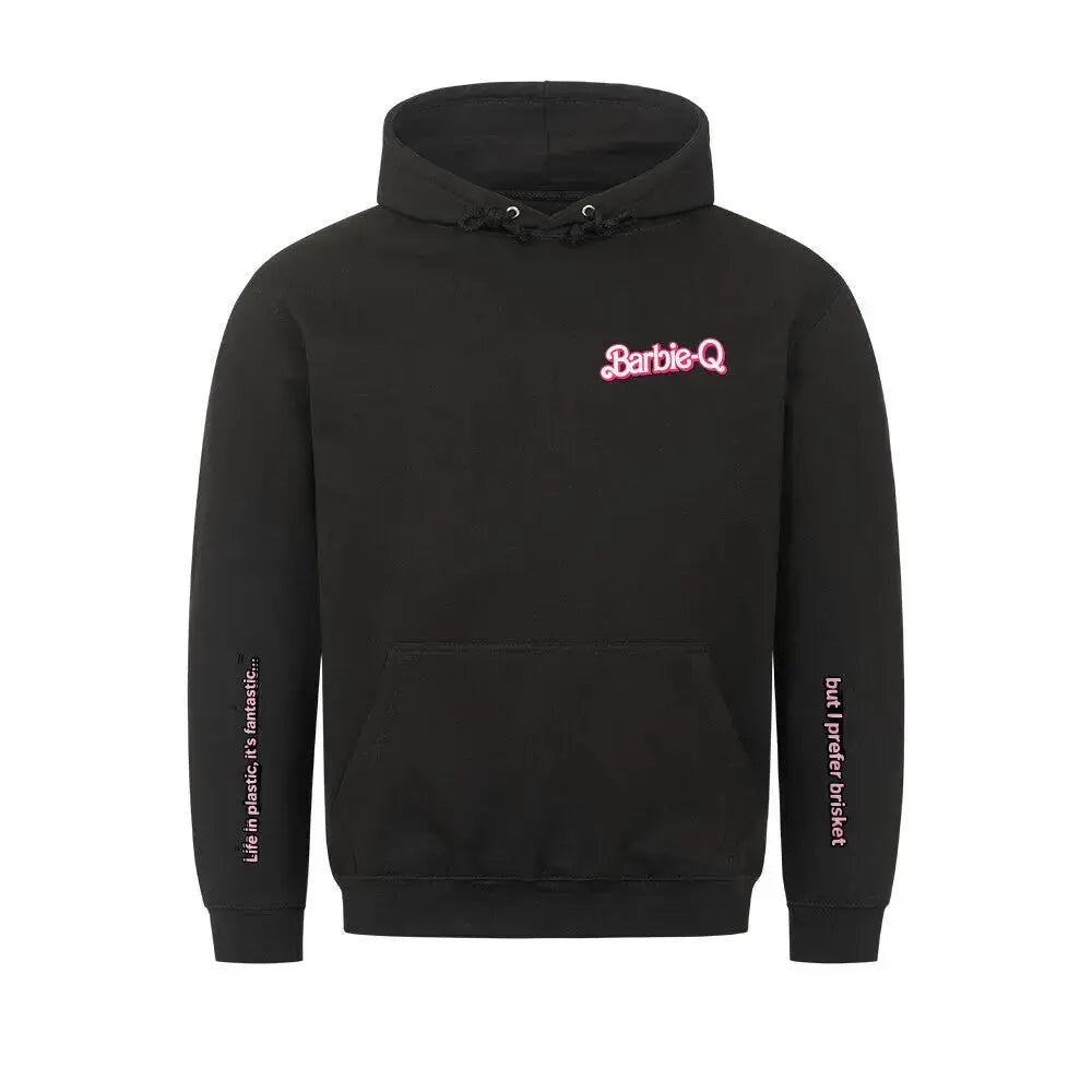 Barbie-Q Brisket Classic Hoodie – Full Print Edition | Vorne, Hinten & Beidseitiger Ärmeldruck – Motivdruck in Schwarz
