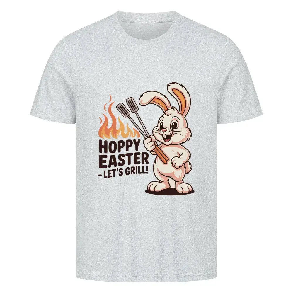 Hoppy Easter Let’s Grill T-Shirt – Lustiges Osterhasen BBQ Design | Meatware® – Motivdruck in Heather Grey
