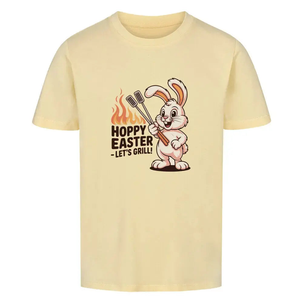 Hoppy Easter Let’s Grill Kinder T-Shirt – Organic Cotton | Lustiges Oster BBQ Mashup – Motivdruck in Butter