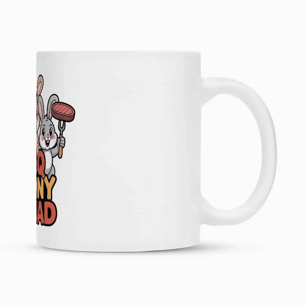 BBQ Bunny Squad Keramiktasse – Lustiger Hasen Grill-Becher | Meatware® – Motivdruck in Weiß