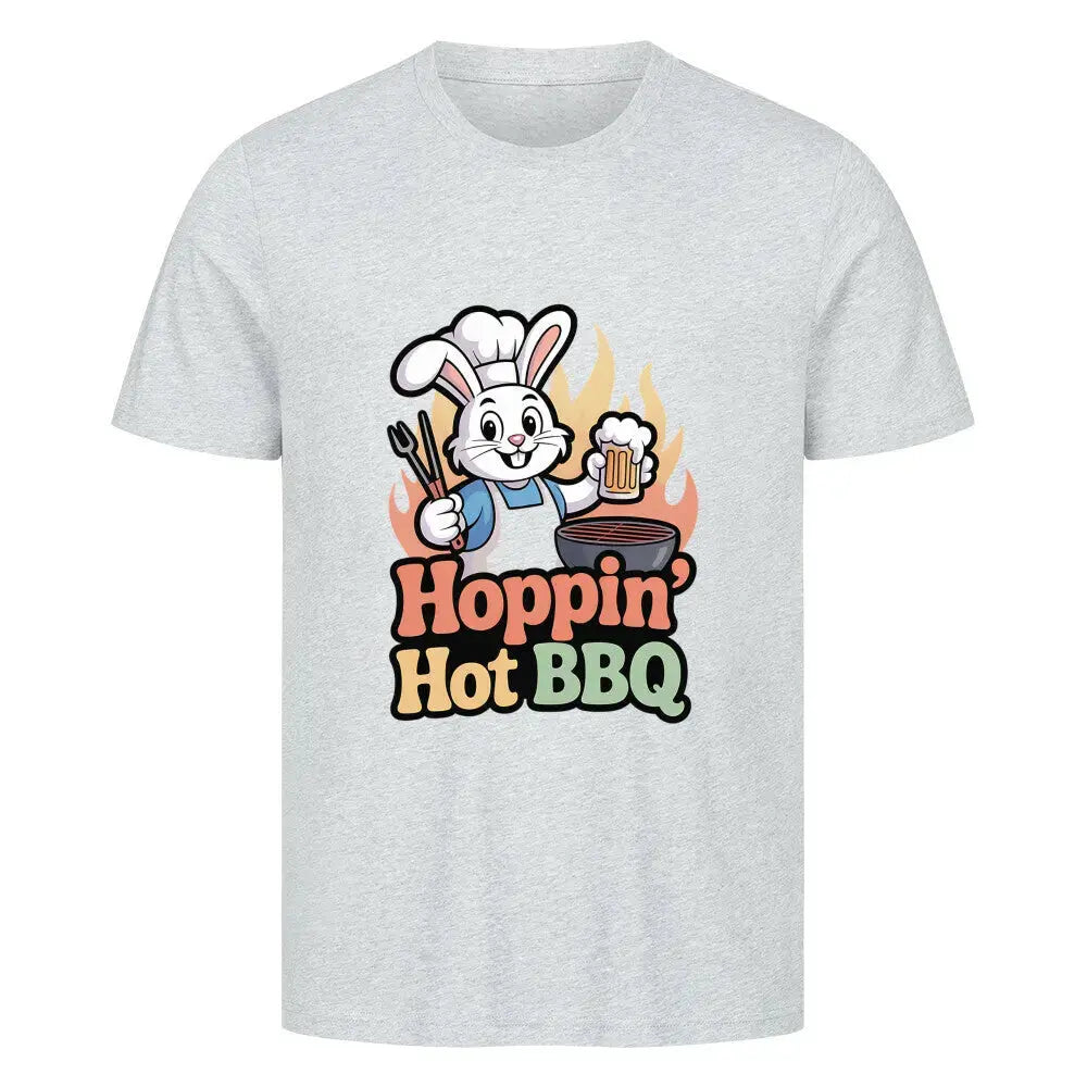 Hoppin' Hot BBQ T-Shirt – Lustiger Osterhase Grillmeister | Meatware® – Motivdruck in Heather Grey