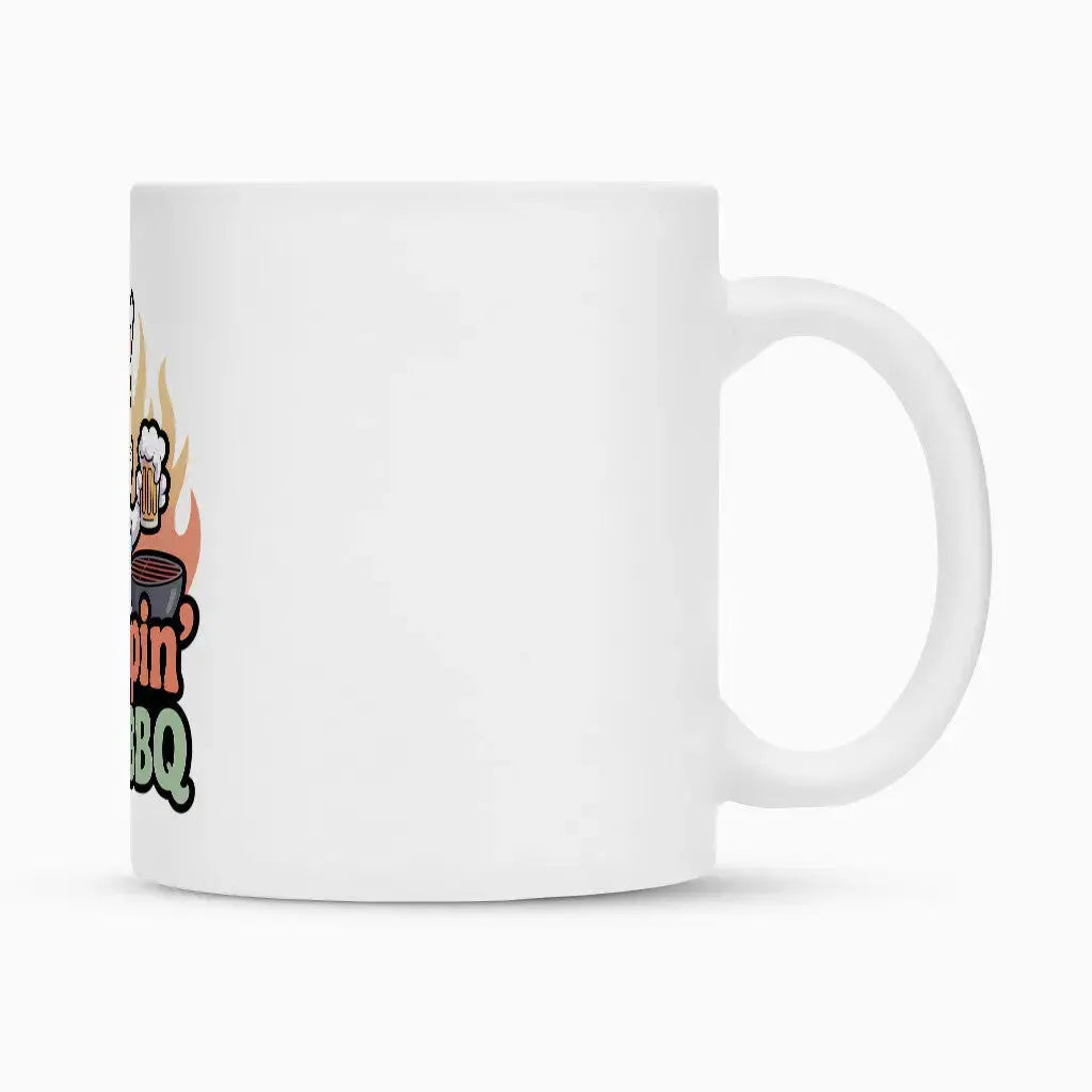 Hoppin' Hot BBQ Keramiktasse – Lustiger Grill-Hase Kaffeebecher | Meatware® – Motivdruck in Weiß