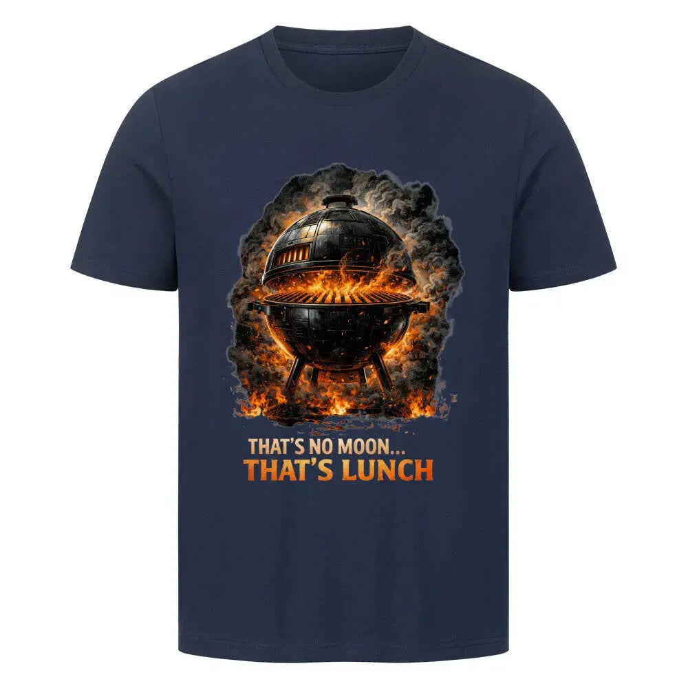 That’s No Moon Grill Premium Shirt – Galaktisches BBQ bei Meatware – Motivdruck in French Navy