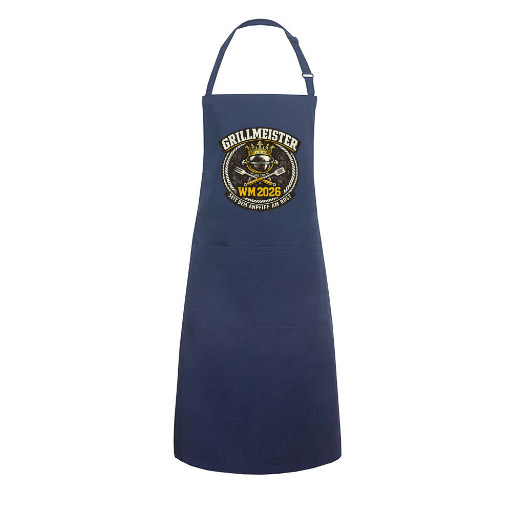 Grillmeister WM 2026 – Premium Grillschürze (Lustige Fußball & Grillen Kochschürze) – Motivdruck in Navy