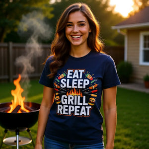 🔥 Eat Sleep Grill Repeat – Premium T-Shirt MarketPrint
