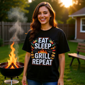 🔥 Eat Sleep Grill Repeat – Oversized Shirt MarketPrint