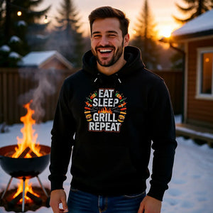 🔥 Eat Sleep Grill Repeat – Premium Hoodie MarketPrint