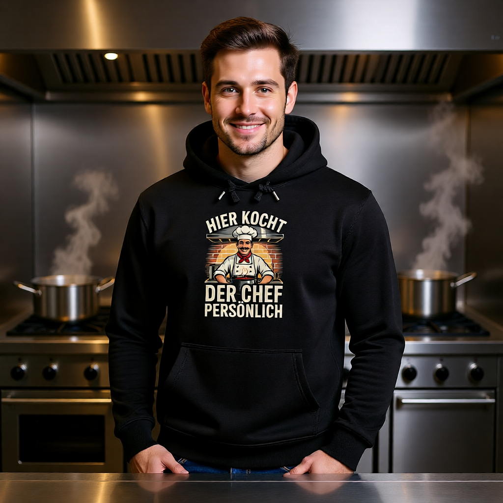 Hier kocht der Chef persönlich –Premium Hoodie