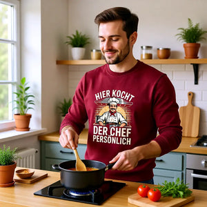 Hier kocht der Chef persönlich –Premium Organic Sweatshirt MarketPrint