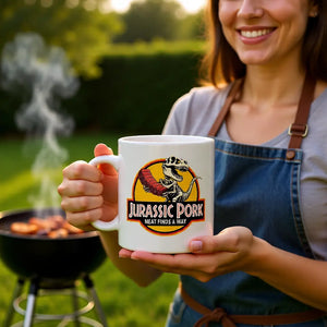 🦖 Jurassic Pork – Keramik-Tasse für Grillmeister mit Humor MarketPrint