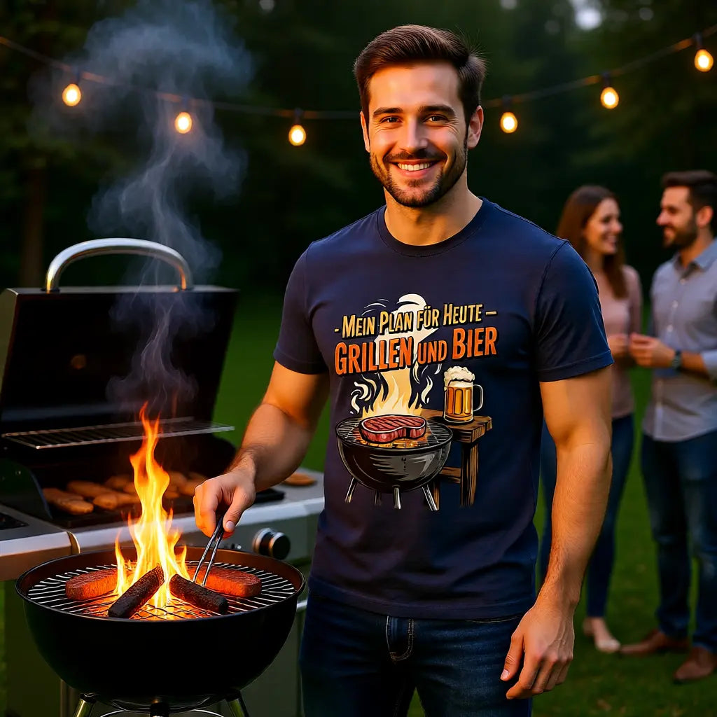 🔥🍺 Mein Plan für Heute – Grillen und Bier – Premium T-Shirt MarketPrint