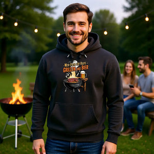 🔥🍺 Mein Plan für Heute – Grillen und Bier – Premium Hoodie MarketPrint
