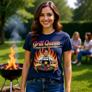 👑🔥 Grill Queen – Feuer unter Kontrolle – Premium T-Shirt MarketPrint