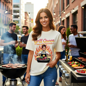 👑🔥 Grill Queen – Feuer unter Kontrolle – Oversized Shirt MarketPrint