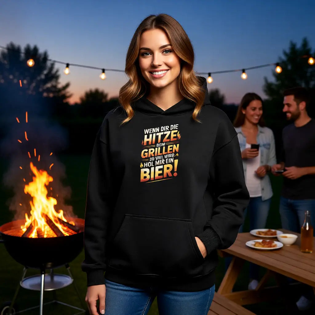 🍺🔥 Hitze beim Grillen – Hol mir ein Bier – Oversized Hoodie MarketPrint