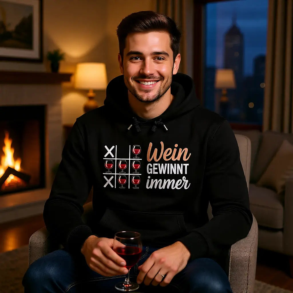 🍷❌⭕ Wein gewinnt immer – Premium Hoodie MarketPrint
