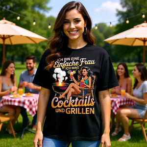 🍹🔥 Einfache Frau – Cocktails & Grillen – Oversized Shirt MarketPrint