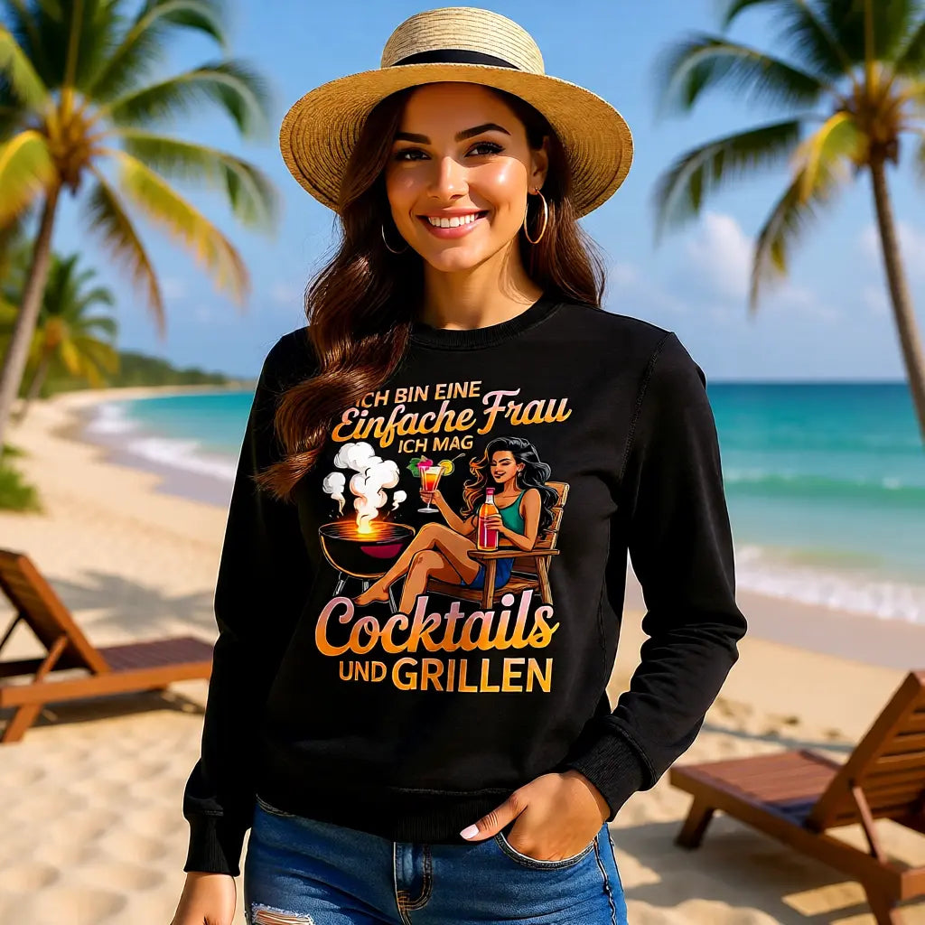 🍹🔥 Einfache Frau – Cocktails & Grillen – Premium Sweatshirt MarketPrint