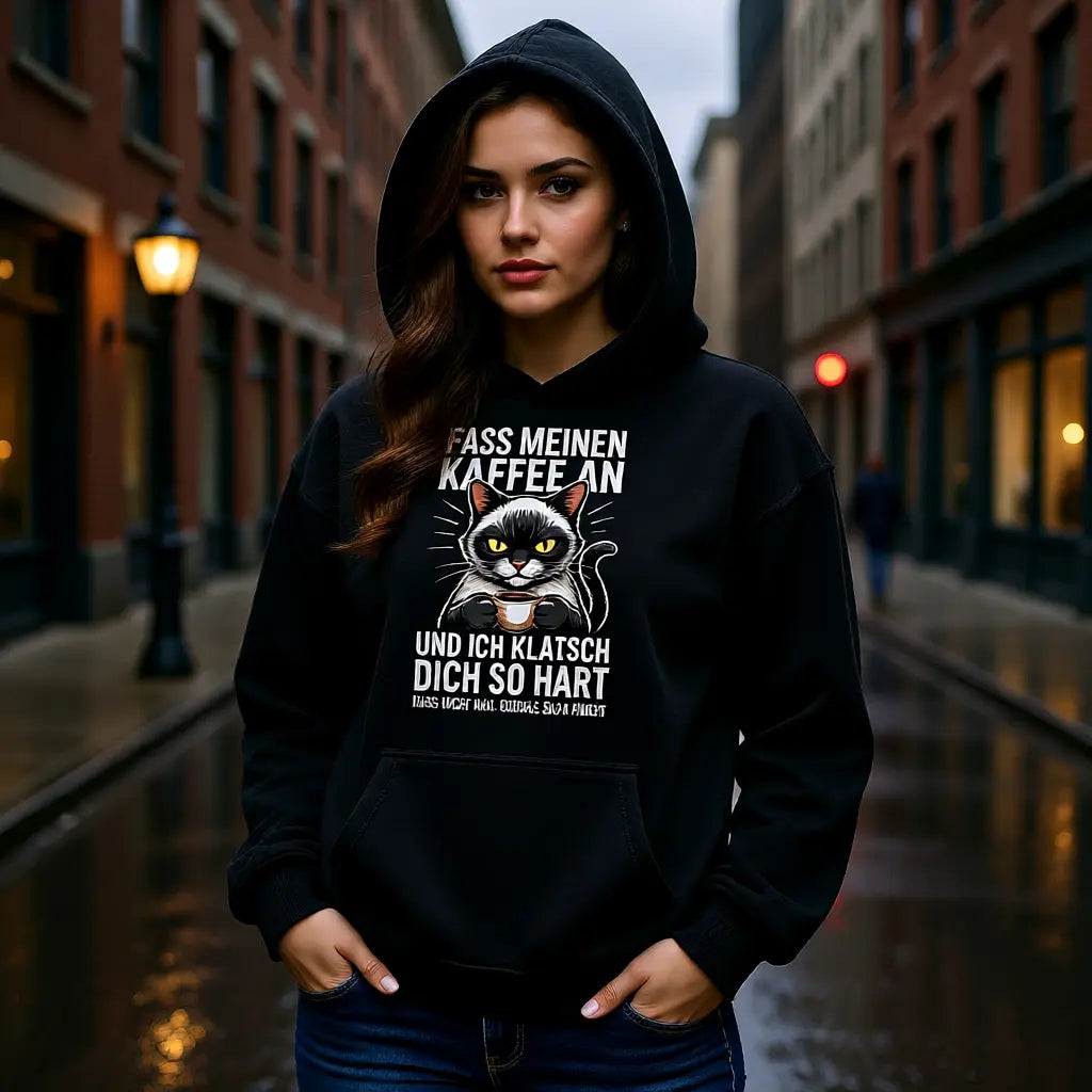 ☕😼 Fass meinen Kaffee an – Oversized Hoodie MarketPrint