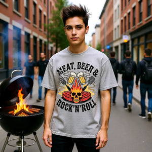🍖🍺🎸 Meat, Beer & Rock ’n’ Roll – Oversized Shirt MarketPrint