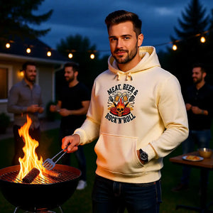🍖🍺🎸 Meat, Beer & Rock ’n’ Roll – Premium Hoodie MarketPrint