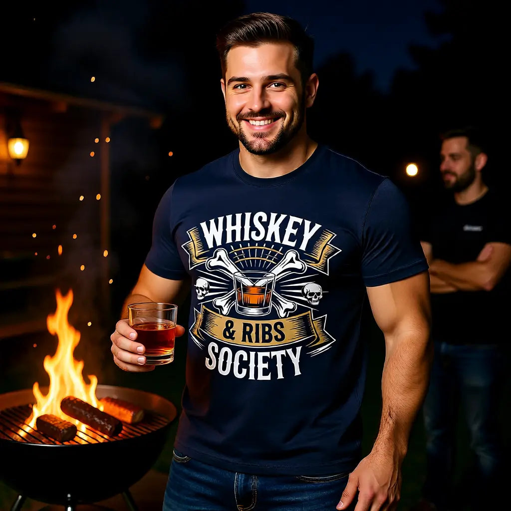 🥃🔥 Whiskey & Ribs Society – Premium T-Shirt MarketPrint