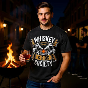🥃🔥 Whiskey & Ribs Society – Oversized Shirt MarketPrint