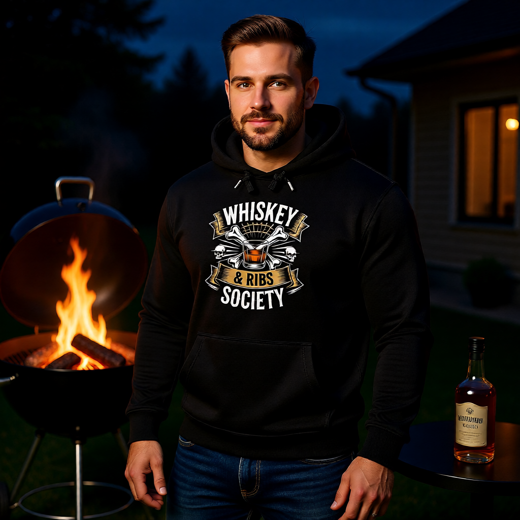 🥃🔥 Whiskey & Ribs Society – Premium Hoodie