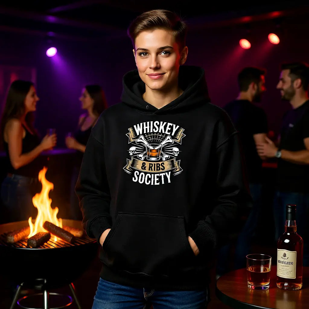 🥃🔥 Whiskey & Ribs Society – Oversized Hoodie MarketPrint