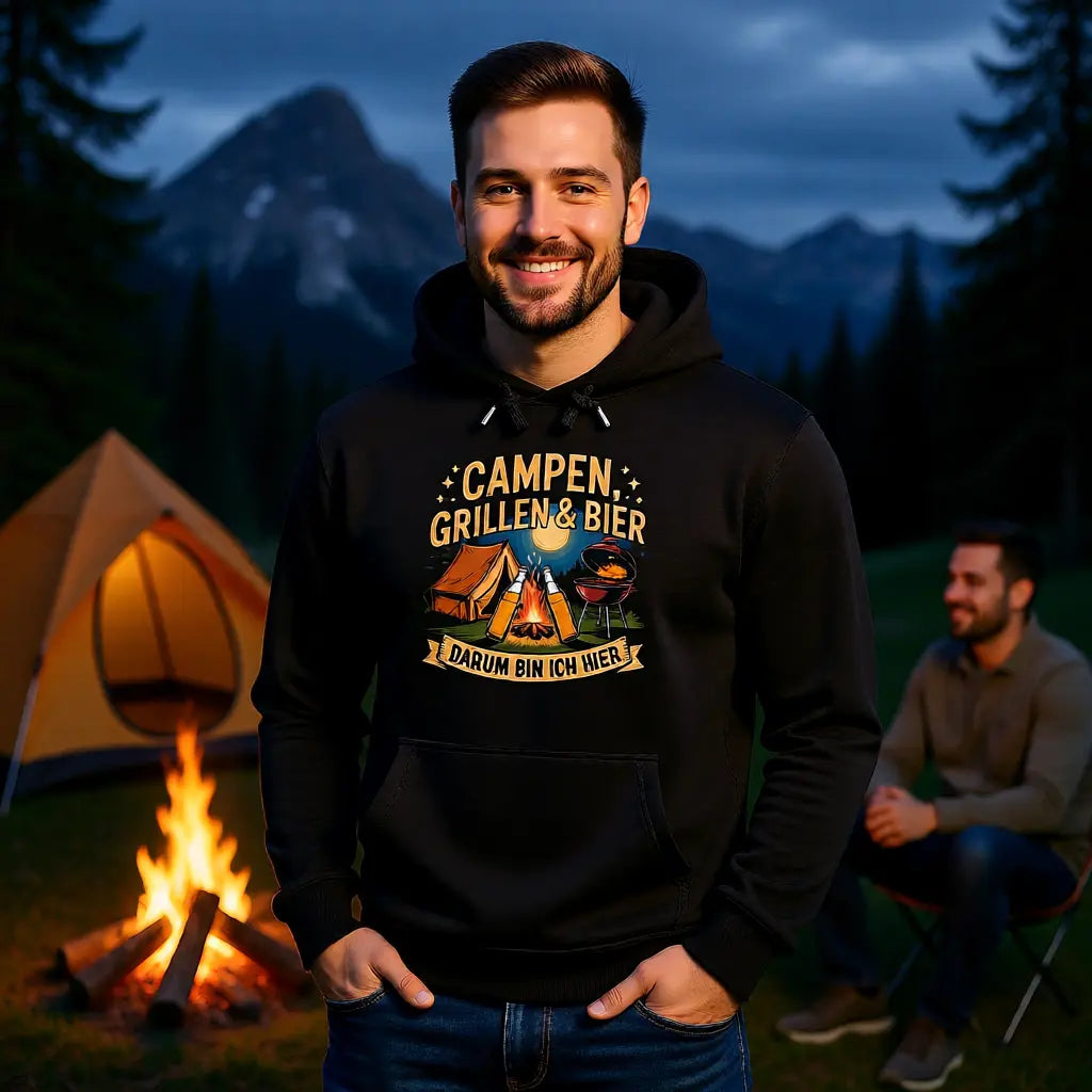 🏕️🔥🍺 Campen, Grillen & Bier – Premium Hoodie MarketPrint