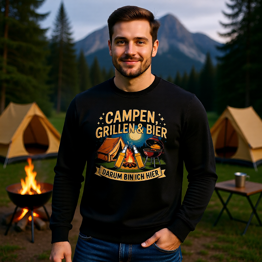 🏕️🔥🍺 Campen, Grillen & Bier – Premium Sweatshirt MarketPrint