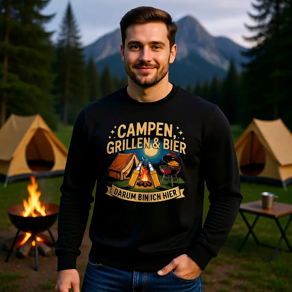 🏕️🔥🍺 Campen, Grillen & Bier – Premium Sweatshirt MarketPrint