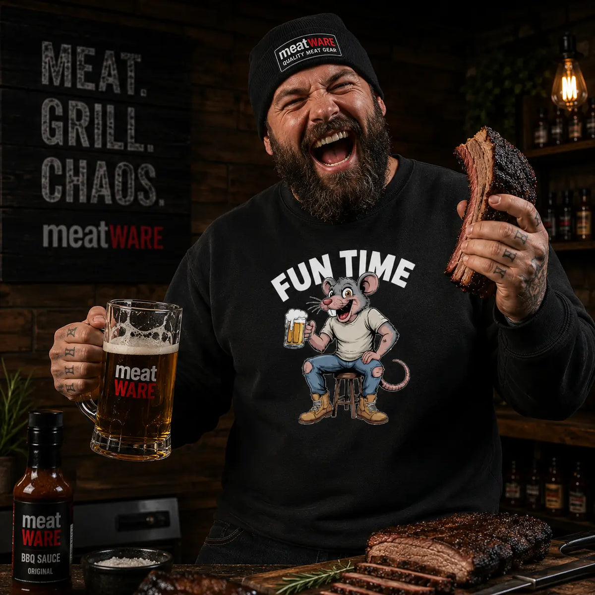 FUN TIME – Premium Organic Sweatshirt – Meatware Detailansicht