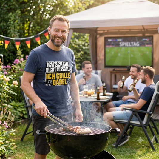 Ich schaue nicht Fußball. Ich grille dabei. – Premium T-Shirt (Lustiges Grillmeister & Fan Outfit)