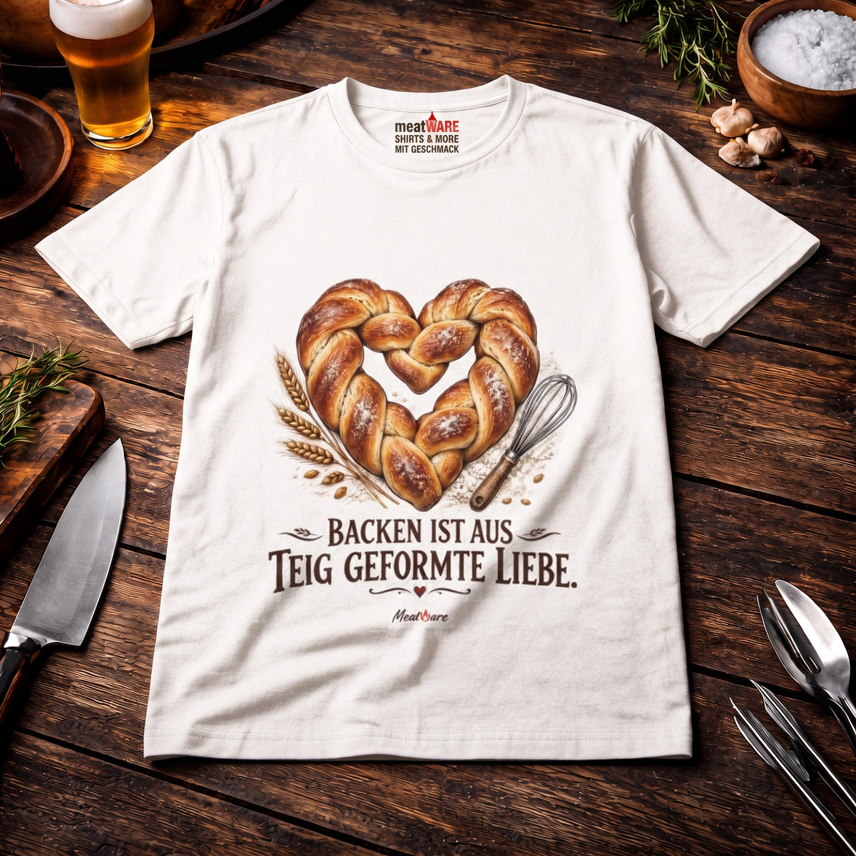 Backen ist aus Teig geformte Liebe – Backen Brot Hefezopf T-Shirt