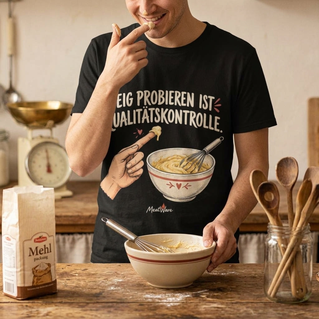 Teig probieren ist Qualitätskontrolle – Lustiges Backen T-Shirt
