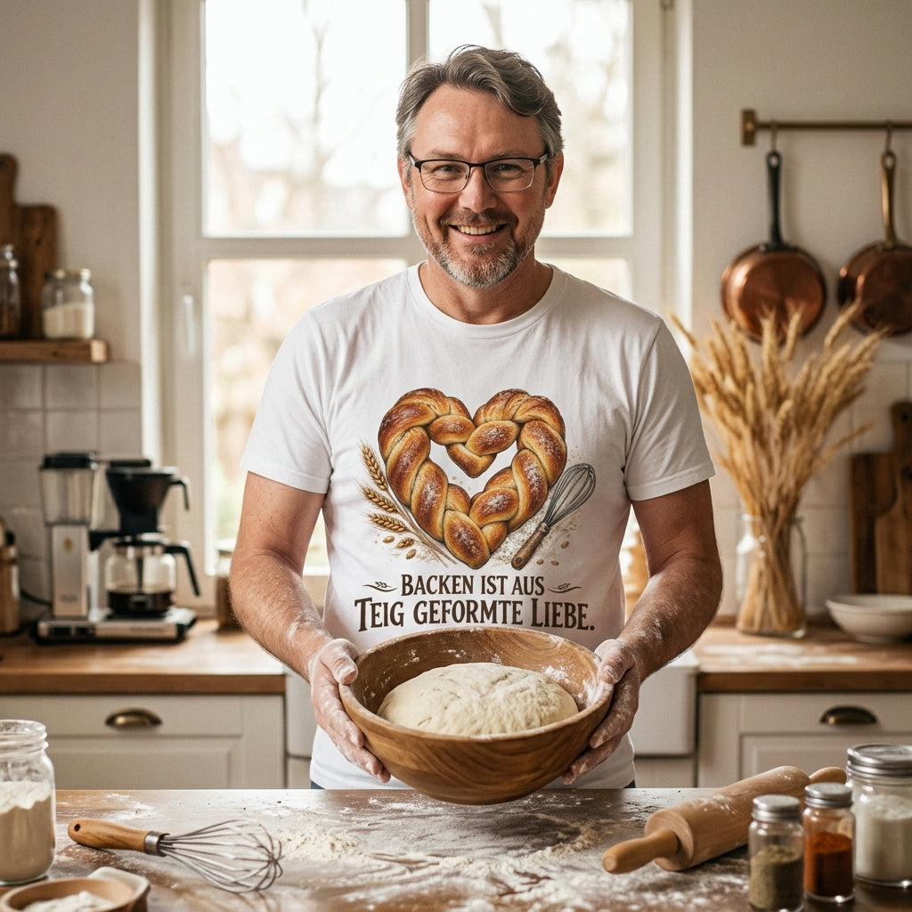 Backen ist aus Teig geformte Liebe – Backen Brot Hefezopf T-Shirt