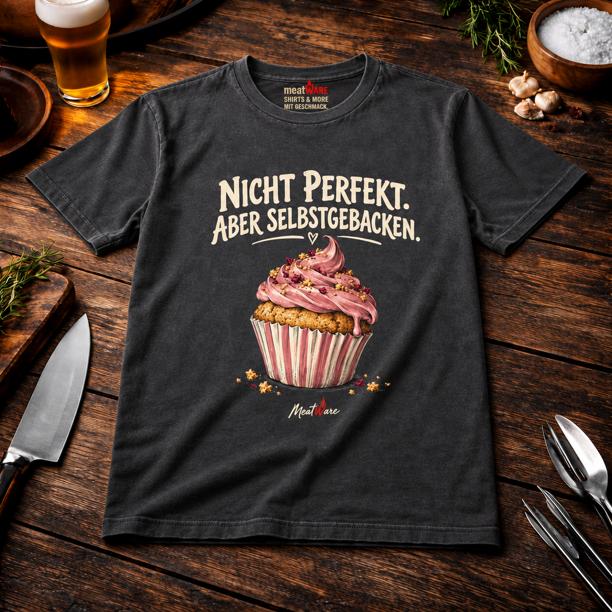 Nicht perfekt. Aber selbstgebacken. – Cupcake Backen Oversized Shirt