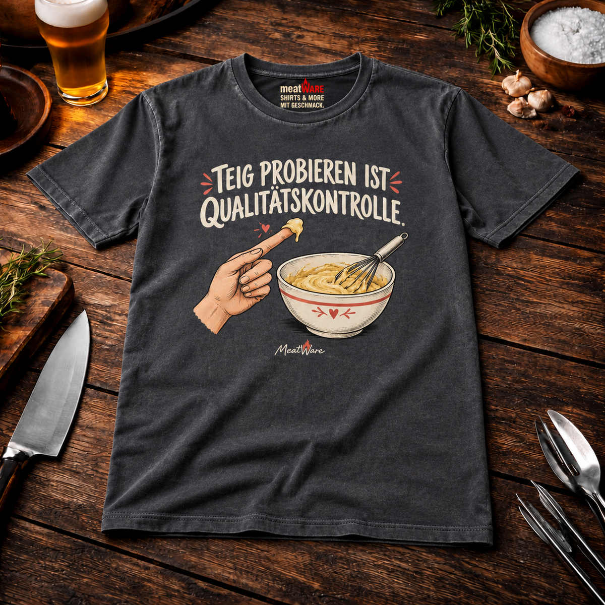Teig probieren ist Qualitätskontrolle – Lustiges Backen Oversized T-Shirt