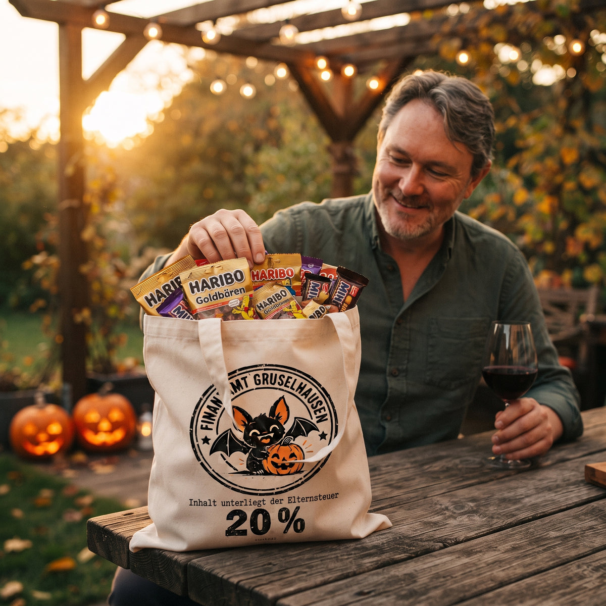 Elternsteuer 20% Finanzamt Gruselhausen | Lustige Trick or Treat Tasche