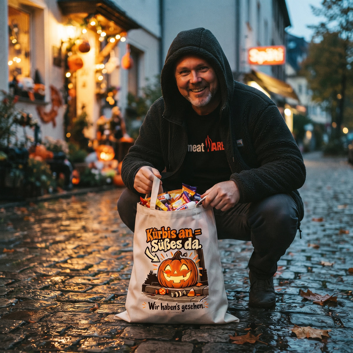 Kürbis an Süßes da - Lustige Trick or Treat Tasche