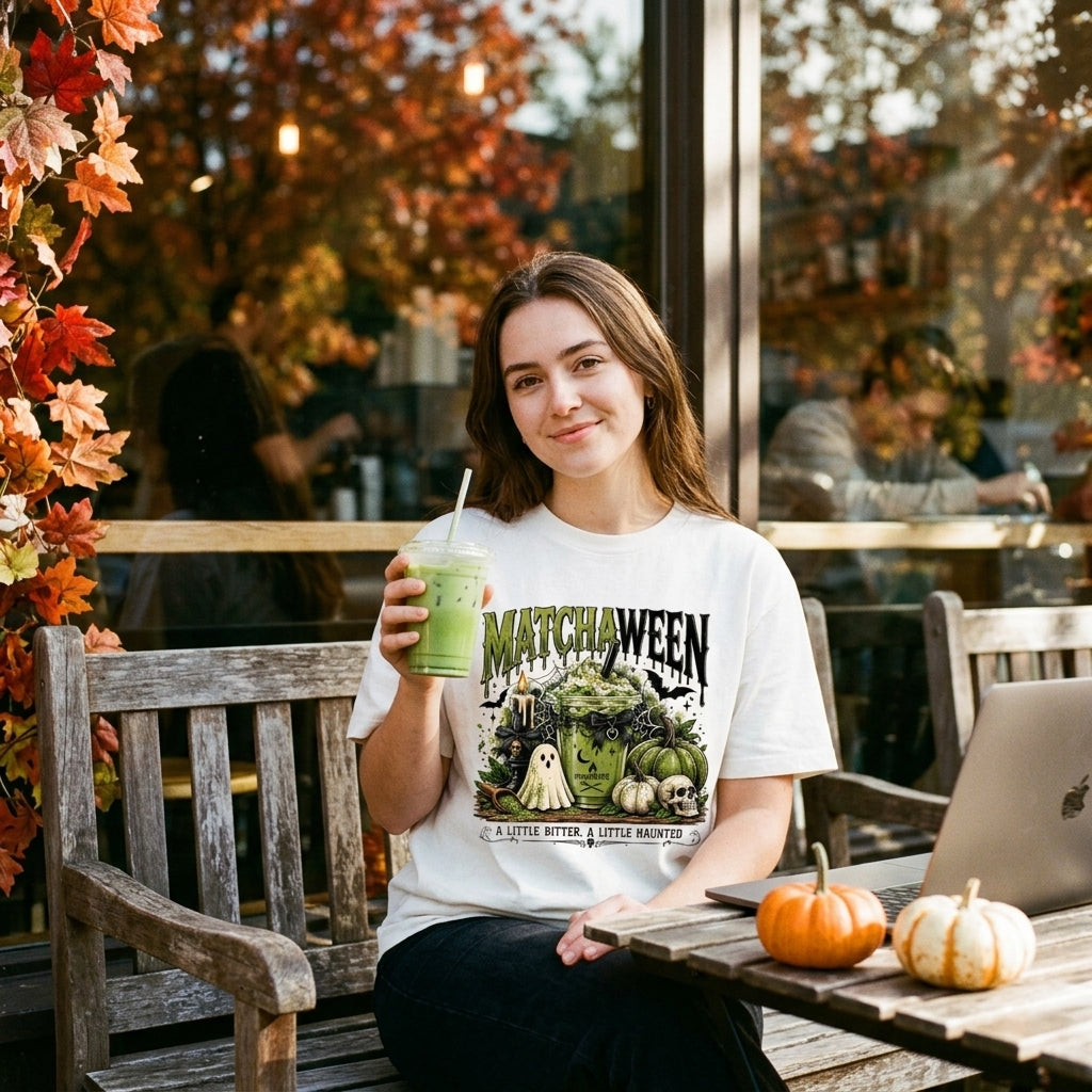 Matchaween A Little Bitter A Little Haunted – Halloween Matcha Oversized Shirt