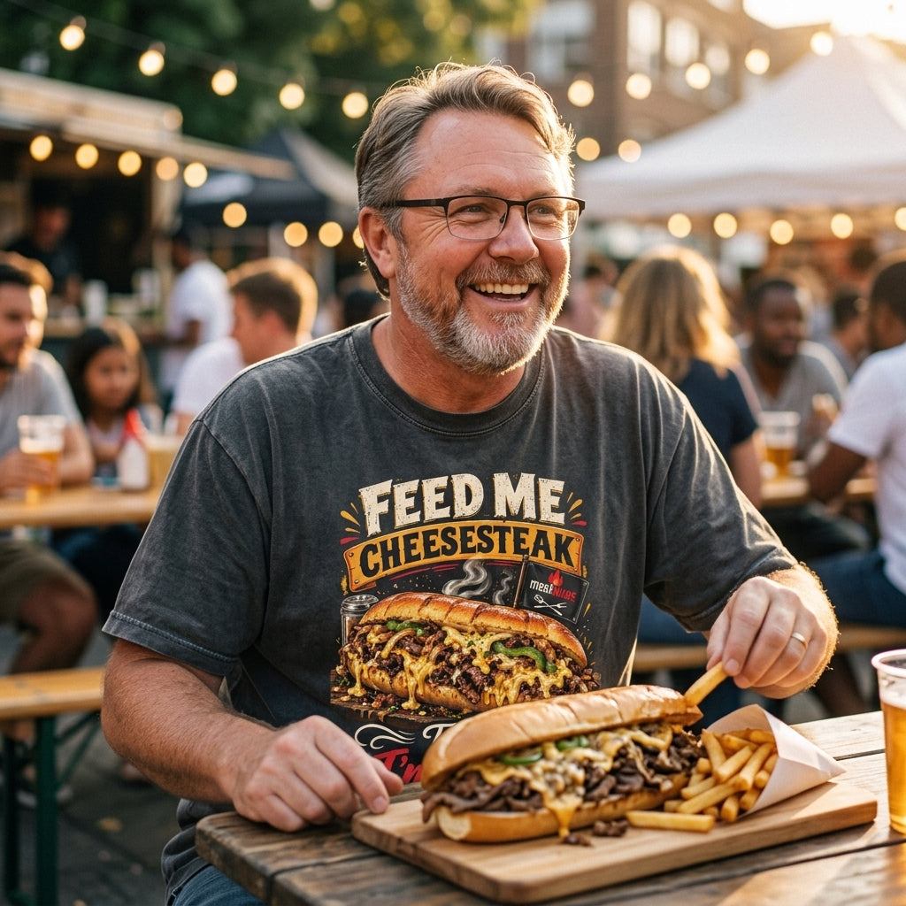 Feed Me Cheesesteak Tell Me I'm Pretty – Lustiges Fast Food Oversized Shirt