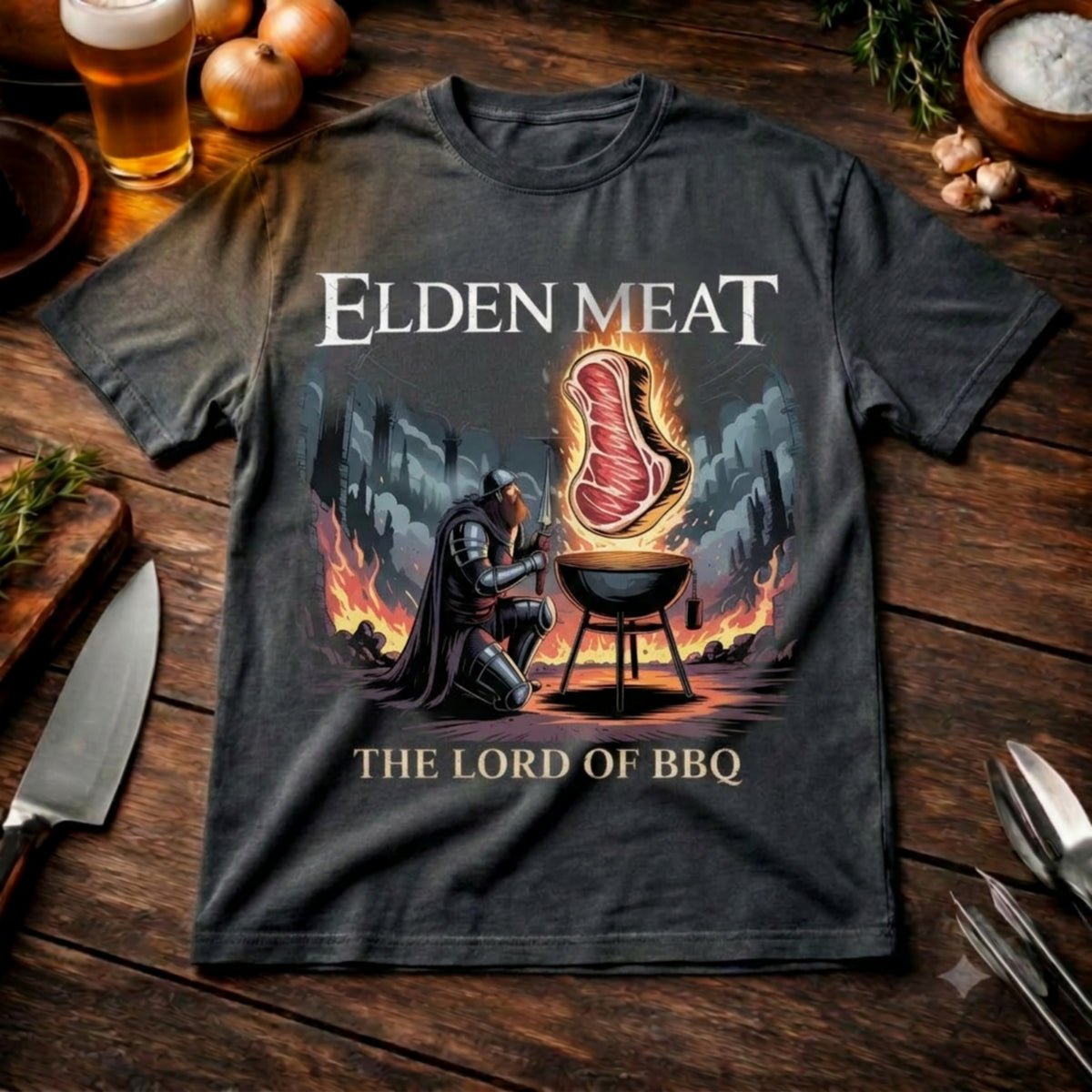 Elden Meat Oversized Shirt – The Lord of BBQ | Heavy Cotton Gaming Edition – Meatware Produktfoto