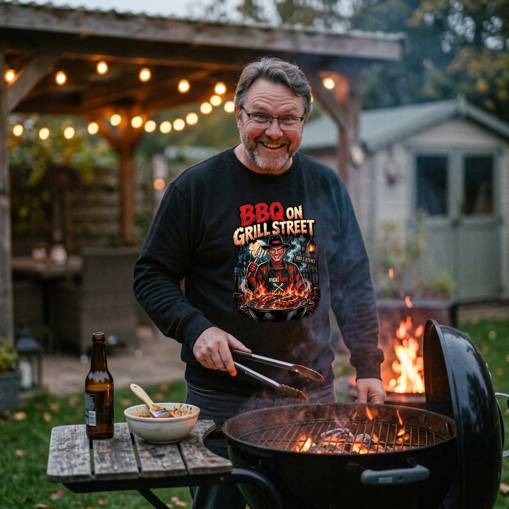 BBQ on Grill Street – Lustiges Horror Grill Premium Organic Sweatshirt