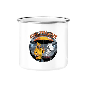 Allwettergriller – Es gibt kein schlechtes Wetter - Emaille Tasse | Mug | Meatware