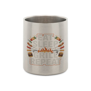 Eat Sleep Grill Repeat - Edelstahl - Tasse mit Karabiner | Mug | Meatware
